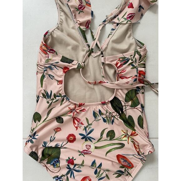 Free Press Swim One Piece Swimsuit Floral Print Plunge Swimwear - Picture 7 of 9